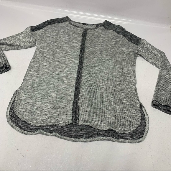 Vtg Sno Skins Thin Waffle Knit Top  Woman Medium Gray Oversize Light Stretch - Picture 6 of 10